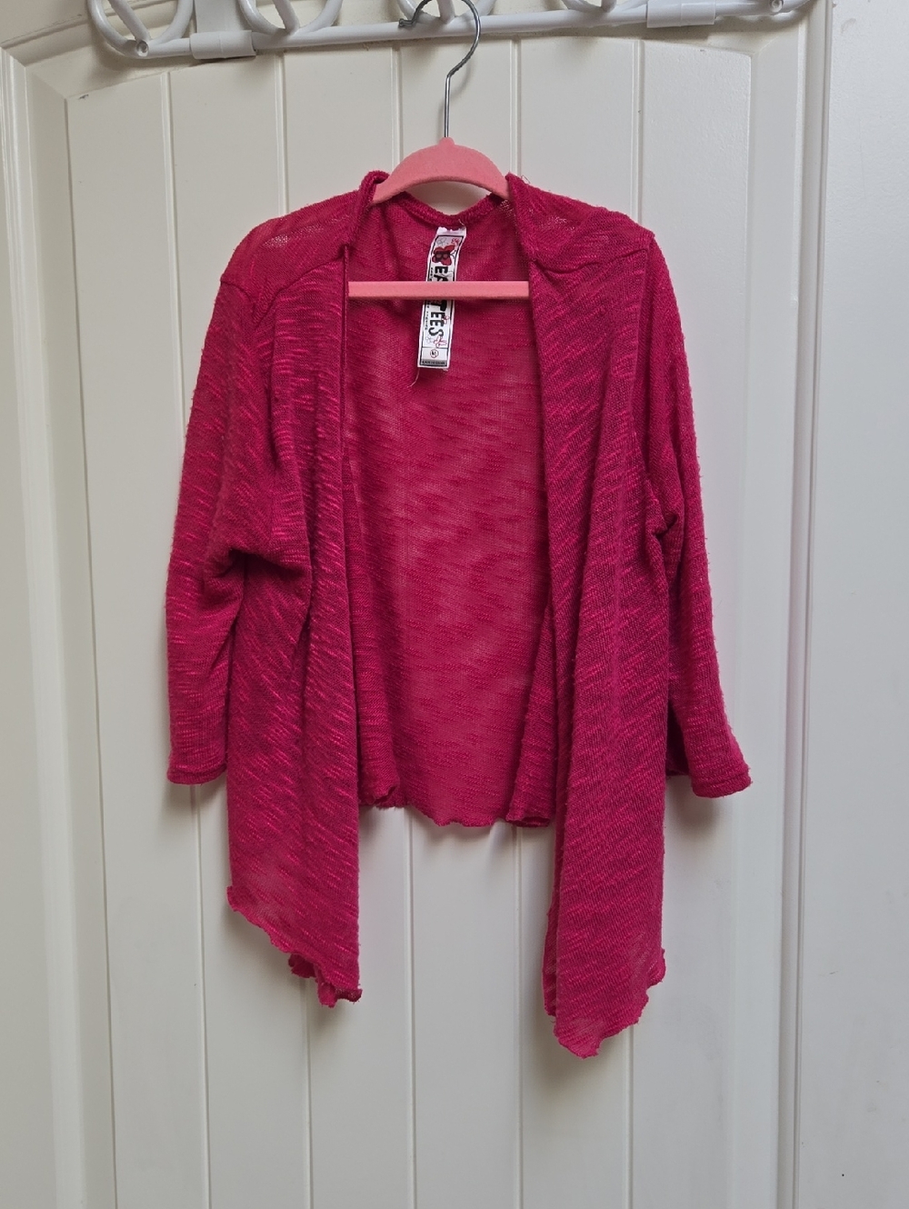 BEAUTEES Children Open-Front Pink Cardigan Sweater Stretchy Medium